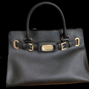 Michael Kors Black Satchel with Gold Details